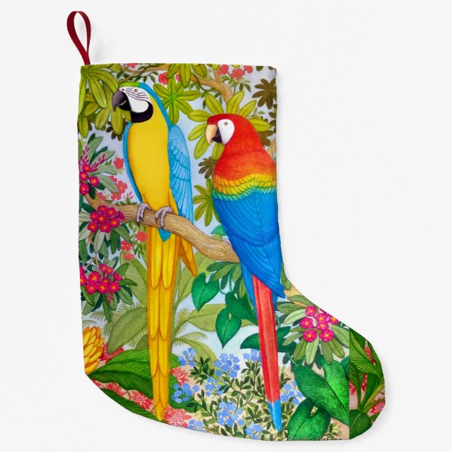 Petite Chaussette De Noël L'ara Parrots le bas tropical de Noël (Devant)