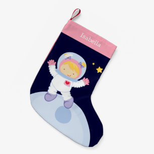Petite Chaussette De Noël L'astronaute Girl Kid personnalisée