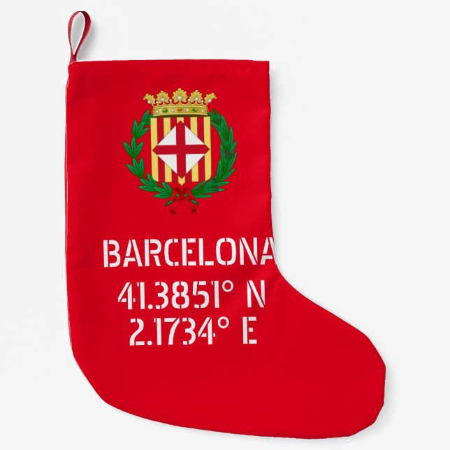 Petite Chaussette De Noël Latitude Longitude Blason de Barcelone   (Devant)