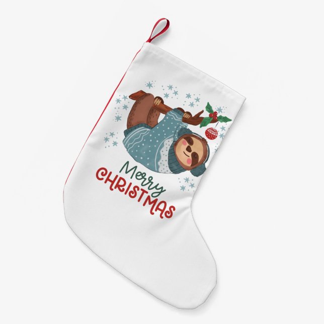 Petite Chaussette De Noël Lazy Sloth Noël (Devant (Accrochage))