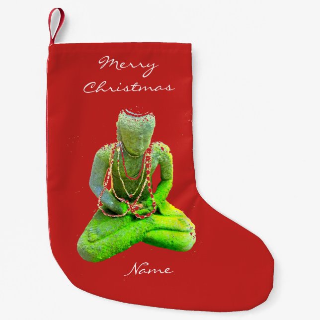 Petite Chaussette De Noël Le Bouddha vert de Mossy méditant Thunder_Cove (Devant)