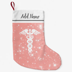 Petite Chaussette De Noël Le caducée Médicale d'infirmière rougissent les
