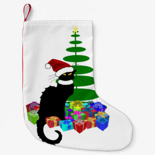 Petite Chaussette De Noël Le Chat Noir Chapeau de Santa Noël
