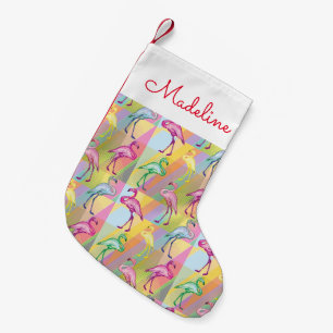 Petite Chaussette De Noël Le défilé   de Flamant rose ajoutent votre nom