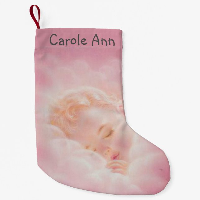 Petite Chaussette De Noël Le double rose personnalisé de bébé de fille a (Devant)