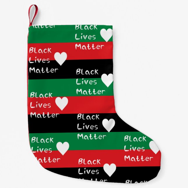 Petite Chaussette De Noël Le Drapeau panafricain du Coeur blanc de Black Liv (Devant)