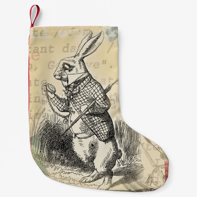 Petite Chaussette De Noël Le lapin blanc Alice au pays des merveilles (Devant)