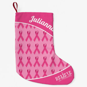 Petite Chaussette De Noël Le Motif de ruban rose Je crois aux miracles