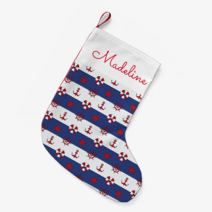 Petite Chaussette De Noël Le motif nautique   de bannière étoilée ajouten