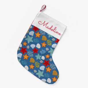 Petite Chaussette De Noël Le motif sous-marin   de la vie ajoutent votre nom
