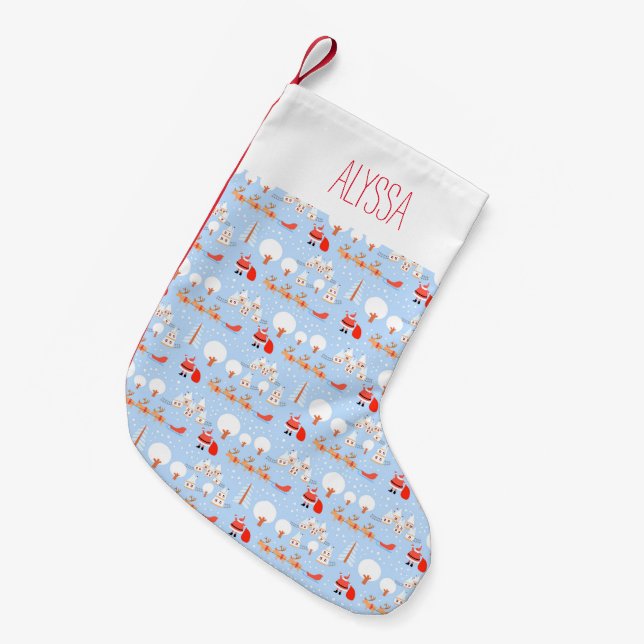 Petite Chaussette De Noël Le Père Noël arrive au Rinder Nom (Devant (Accrochage))