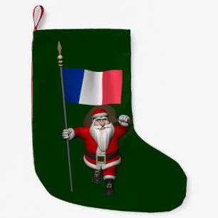 Petite Chaussette De Noël Le Père Noël Avec L'Enseigne De France