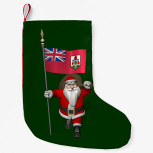 Petite Chaussette De Noël Le Père Noël Avec L'Enseigne Des Bermudes