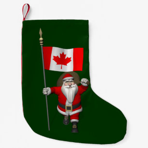 Petite Chaussette De Noël Le Père Noël Avec L'Ensigne Du Canada
