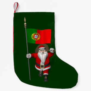 Petite Chaussette De Noël Le Père Noël Avec L'Ensigne Du Portugal
