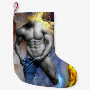Petite Chaussette De Noël le physique d'homme musclé en nuances de gris de S