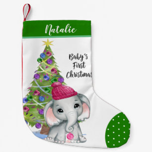 Petite Chaussette De Noël Le premier vert CHRISTMAS de BÉBÉ, la petite fille