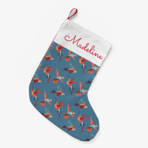 Petite Chaussette De Noël Le rétro motif de colibri ajoutent votre nom