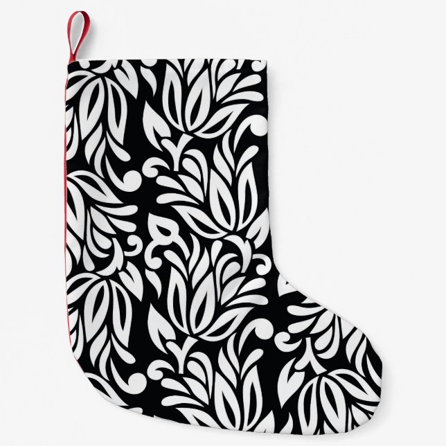 Petite Chaussette De Noël Le textile noir et blanc. (Devant)