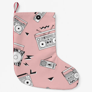 Petite Chaussette De Noël Lecteurs à cassette vintage : motif rétro.