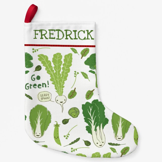 Petite Chaussette De Noël Légumes mignons sains verts feuillus du légume | (Devant)