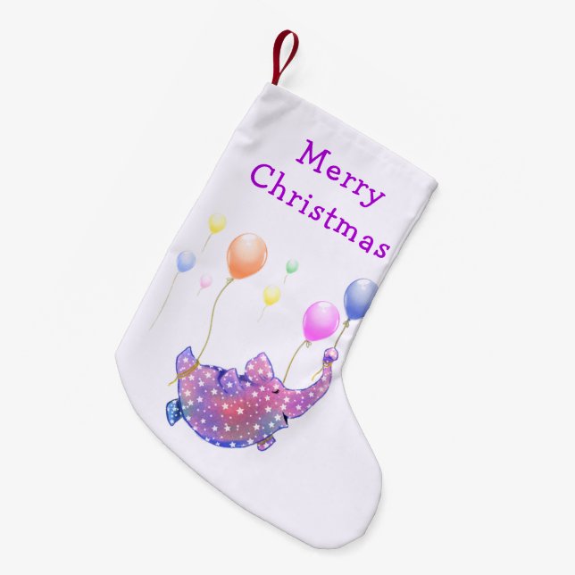 Petite Chaussette De Noël L'éléphant volant amusant Noël Stocker (Devant (Accrochage))