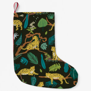 Petite Chaussette De Noël Léopards dans la jungle : Vintage sauvage