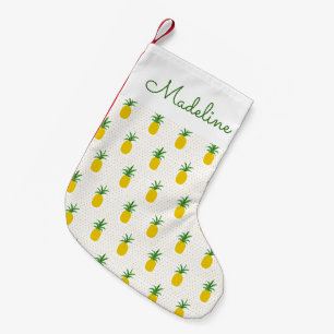 Petite Chaussette De Noël Les ananas tropicaux d'or   ajoutent votre nom