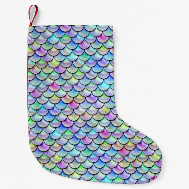 Petite Chaussette De Noël Les échelles de sirènes de la bulle arc-en-ciel to (Devant)