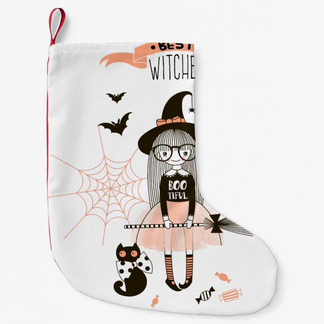 Petite Chaussette De Noël Les meilleures sorcières Halloween heureux (Devant)