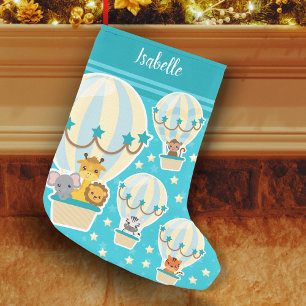 Petite Chaussette De Noël Les mignons animaux de la Jungle volent dans des b