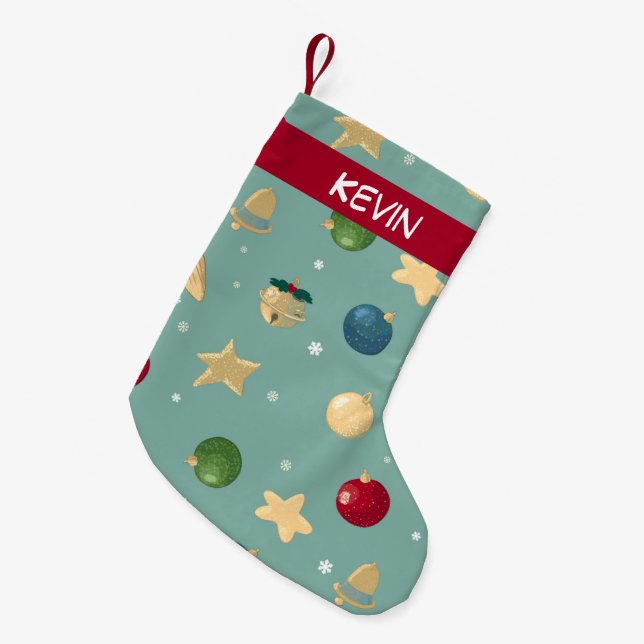 Petite Chaussette De Noël Les ornements de Noël. Personnalisable avec nom. (Devant (Accrochage))