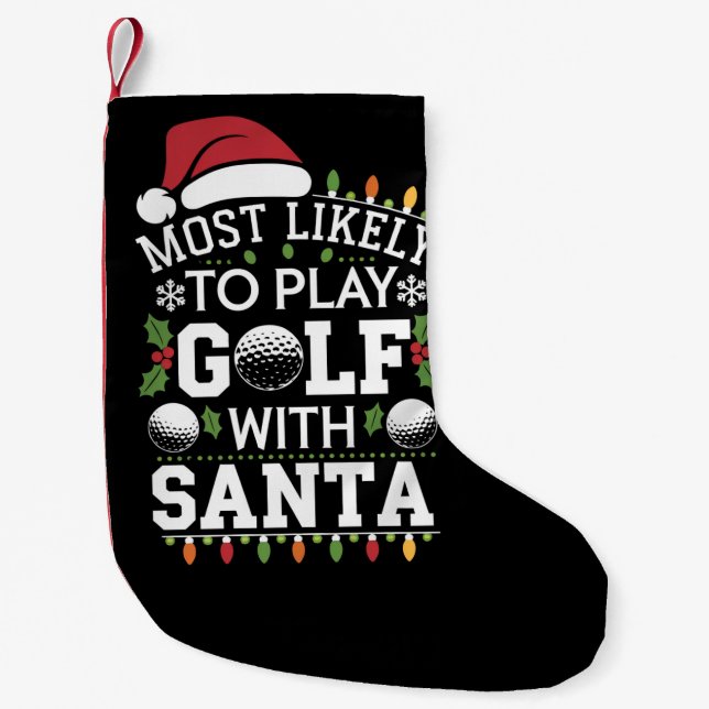 Petite Chaussette De Noël Les Plus Probables De Jouer Au Golf Avec Père Noël (Devant)