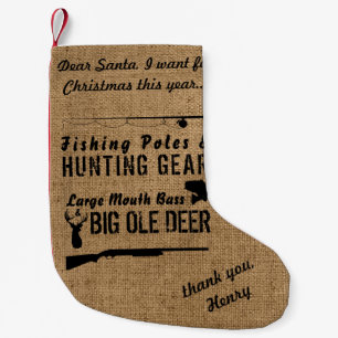 Petite Chaussette De Noël Lettre de pêche et de chasse au Père Noël