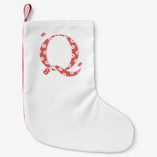 Petite Chaussette De Noël Lettre Motif à fleurs Q (rouge)
