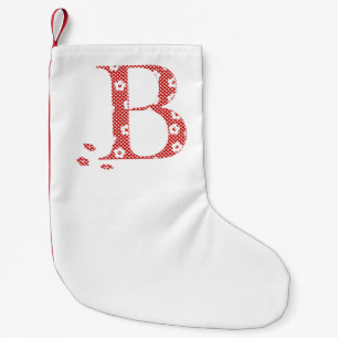 Petite Chaussette De Noël LETTRE Motif Fleur B (rouge)