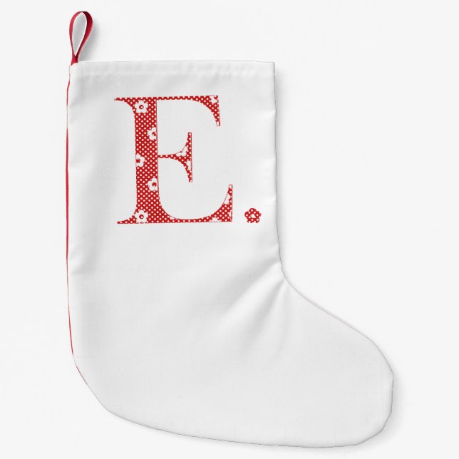 Petite Chaussette De Noël LETTRE Motif Fleur E(rouge) (Devant)