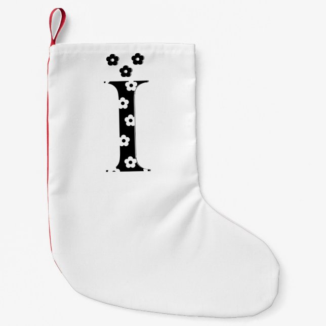 Petite Chaussette De Noël LETTRE Motif Fleur I (Devant)
