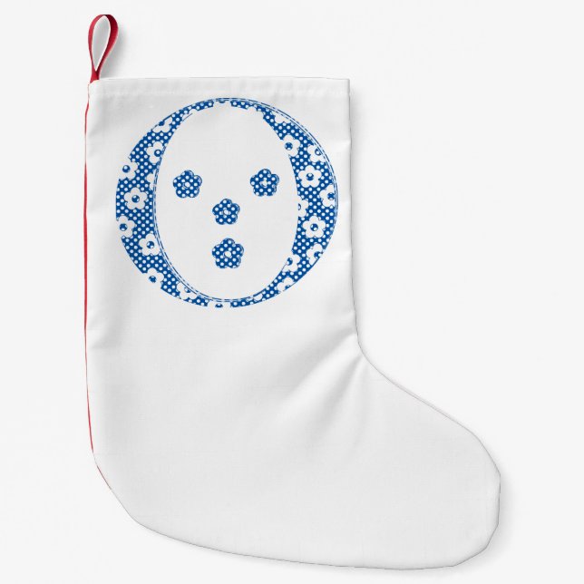 Petite Chaussette De Noël LETTRE Motif Fleur O(bleu) (Devant)