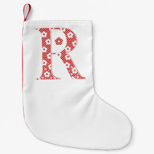 Petite Chaussette De Noël LETTRE Motif Fleur R(rouge)