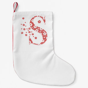 Petite Chaussette De Noël LETTRE Motif Fleur S(rouge)