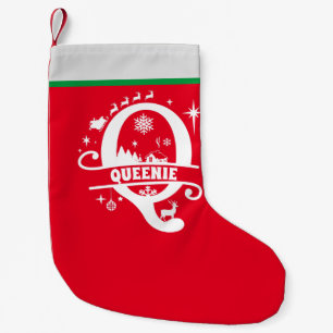 Petite Chaussette De Noël Lettre Q Noël Monogramme Nom initial Rouge Blanc