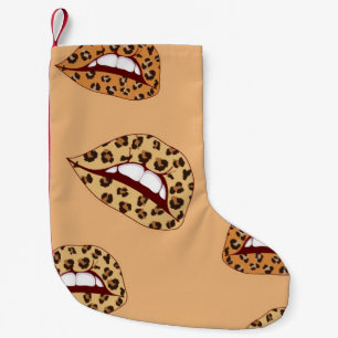 Petite Chaussette De Noël lèvres Empreintes de léopard sans couture motif, l