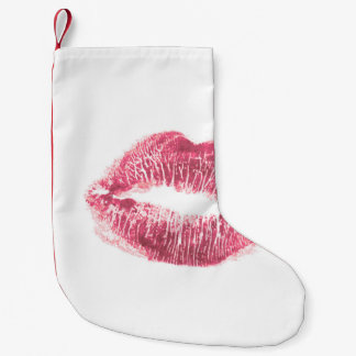 Petite Chaussette De Noël Lèvres roses réalistes, baiser isolé