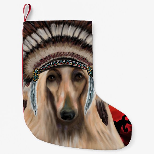 Petite Chaussette De Noël Lévrier afghan (Devant)