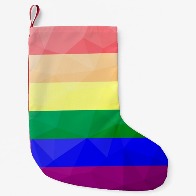 Petite Chaussette De Noël LGBT drapeau arc-en-ciel lignes motif de maillage  (Devant)