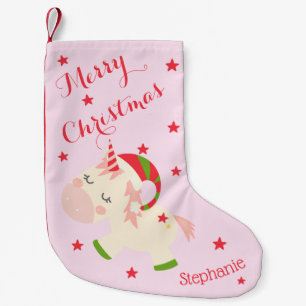 Petite Chaussette De Noël Licorne Noël Vacances Personnalisé Rose