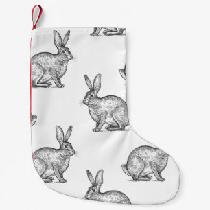 Petite Chaussette De Noël Lièvre ou lapin. Motif sans couture avec animation