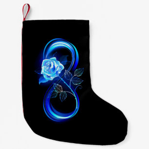 Petite Chaussette De Noël L'infini lumineux avec une rose bleue