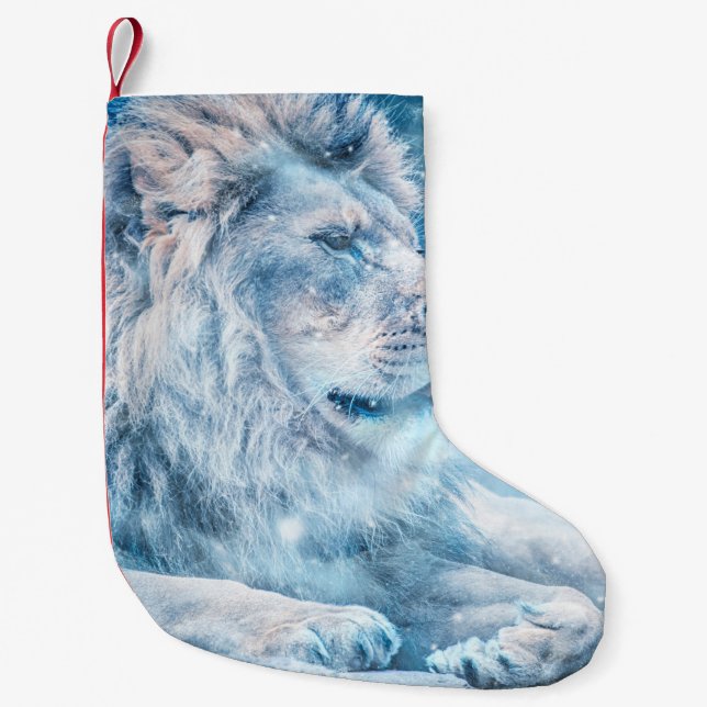 Petite Chaussette De Noël Lion neige couché animal d'art (Devant)